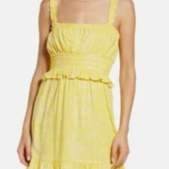 Nordstrom BP Yellow Camo Sleeveless Sundress Mini Dress XS NWT - Picture 1 of 8